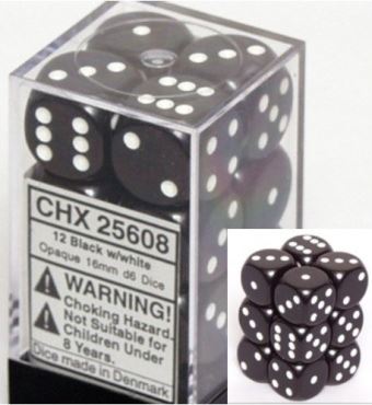 Chessex: Opaque 16Mm D6 Black Dice Block