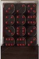 Chessex: Opaque Black/Red D6 Dice Block