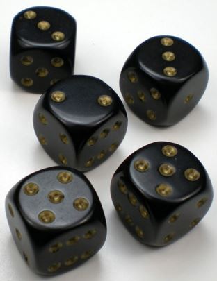 Chessex: Opaque Black/Gold 12Mm D6