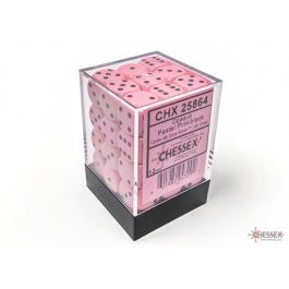 Chessex Opaque 12mm d6 Pastel Pink/black Dice Block