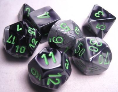 Chessex: Gemini Black-Grey/Green 7-Die Set