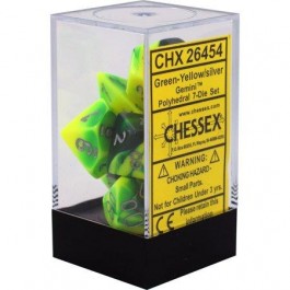 Gemini Green-Yellow With Silver 7 Die Set