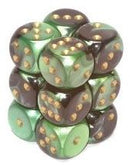 Chessex: Gemini Black-Green/Gold 16Mm D6 Dice Block