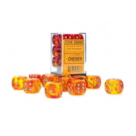 Chessex Gemini Translucent Red-Yellow/Gold 16MM D6 Dice Block