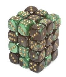 Chessex: Gemini Black-Green/Gold 12Mm D6 Dice Block