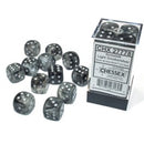Chessex Borealis 16mm d6 Light Smoke/silver Luminary Dice Block (12 dice)