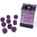 Chessex Borealis 12mm d6 Royal Purple/gold Luminary Dice Block