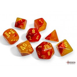 Chessex Gellow-Red/Yellow Luminary 7 Die Set with Bonus Die