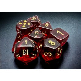 Chessex Translucent Crimson/Gold 7-Die Set with Bonus Die