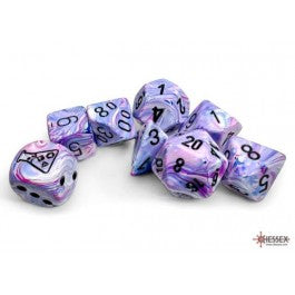 Chessex Hydrangea/Black 7 Die Set with Bonus Die