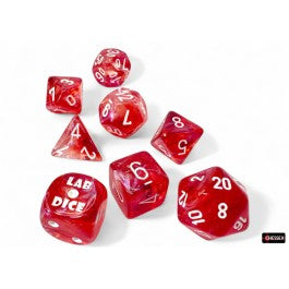 Chessex Lab Dice 9 Borealis Passion/White 7-Die Set