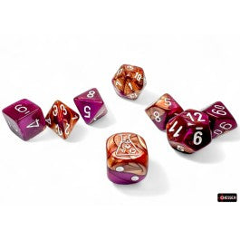 Chessex Lab Dice 9 Gemini Copper Purple/White 7-Die Set