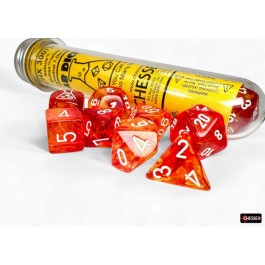 Chessex Lab Dice 9 Nebula Molten/White 7-Die Set Set