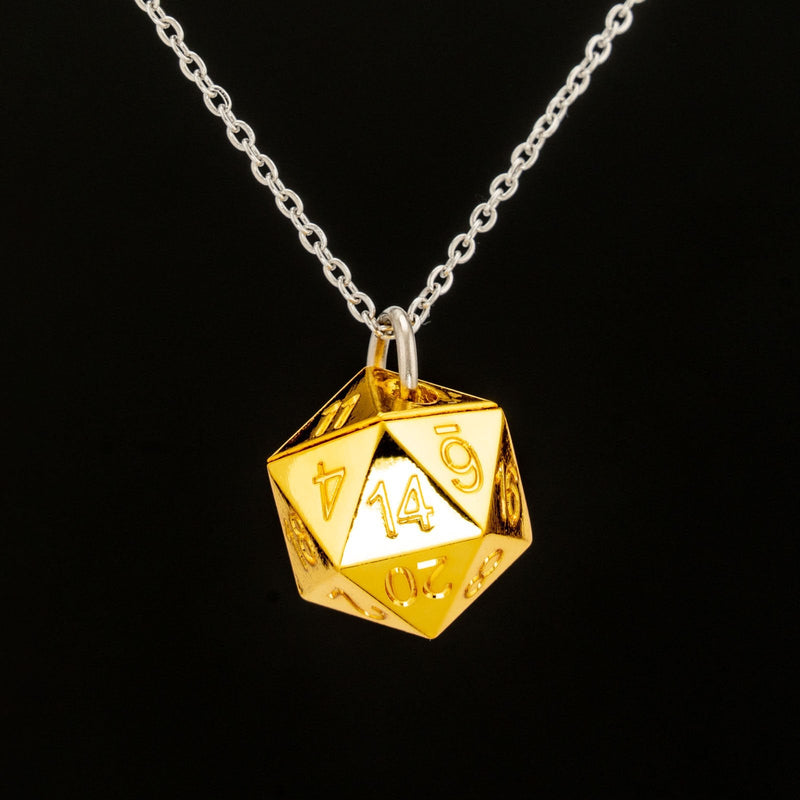 Metal D20 Necklace - Gold