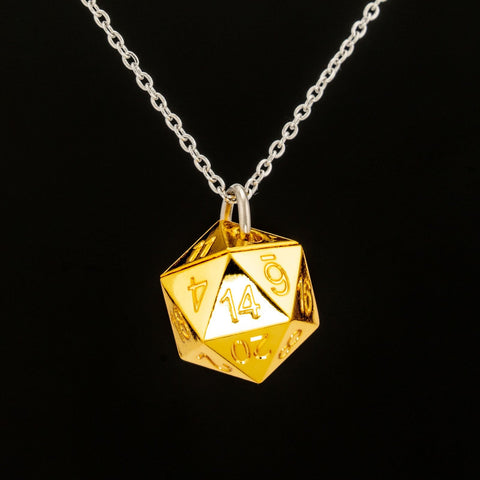 Metal D20 Necklace - Gold