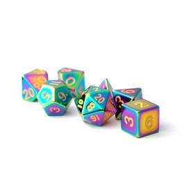 FanRoll: 7CT Metal Torched Rainbow Polyhedral Dice Set