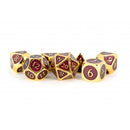 FanRoll: 7CT Metal Enamel Gold & Purple Polyhedral Dice Set