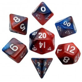 FanRoll: 7CT 10mm Mini Red & Blue Polyhedral Dice Set
