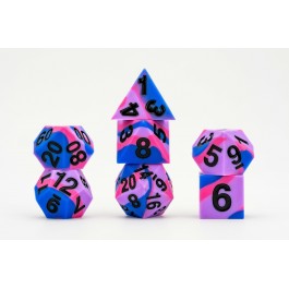 FanRoll: 7CT Sharp Edge Silicone Rubber Pride Bisexual Polyhedral Dice Set