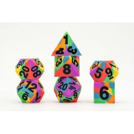 FanRoll: 7CT Sharp Edge Silicone Rubber Pride Rainbow Flag Polyhedral Dice Set