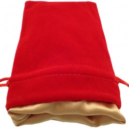 FanRoll: Small Velvet Dice Bag - Red w/ Gold Satin