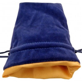 FanRoll: Small Velvet Dice Bag - Blue w/ Gold Satin