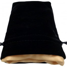 FanRoll: Small Velvet Dice Bag - Black w/ Gold Satin