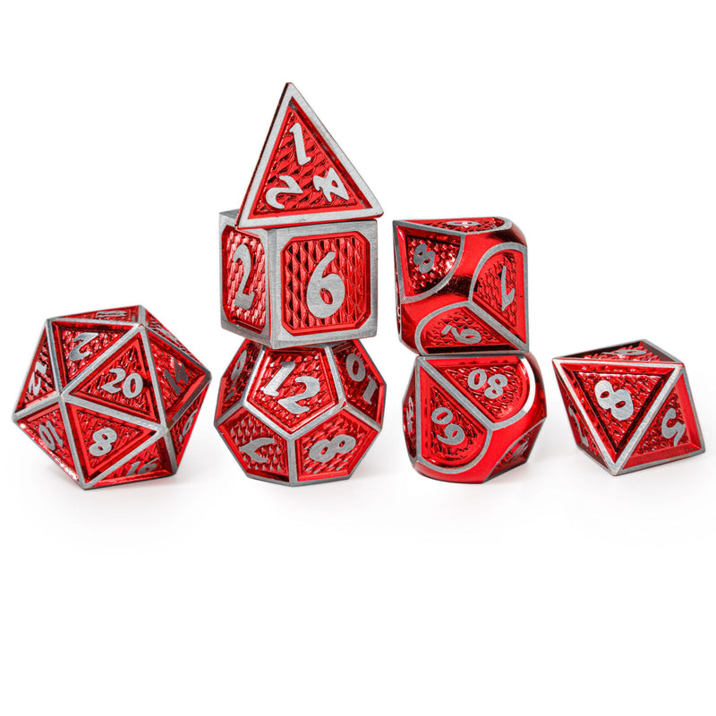 Solid Metal Behemoth Dice Set - Brushed Red