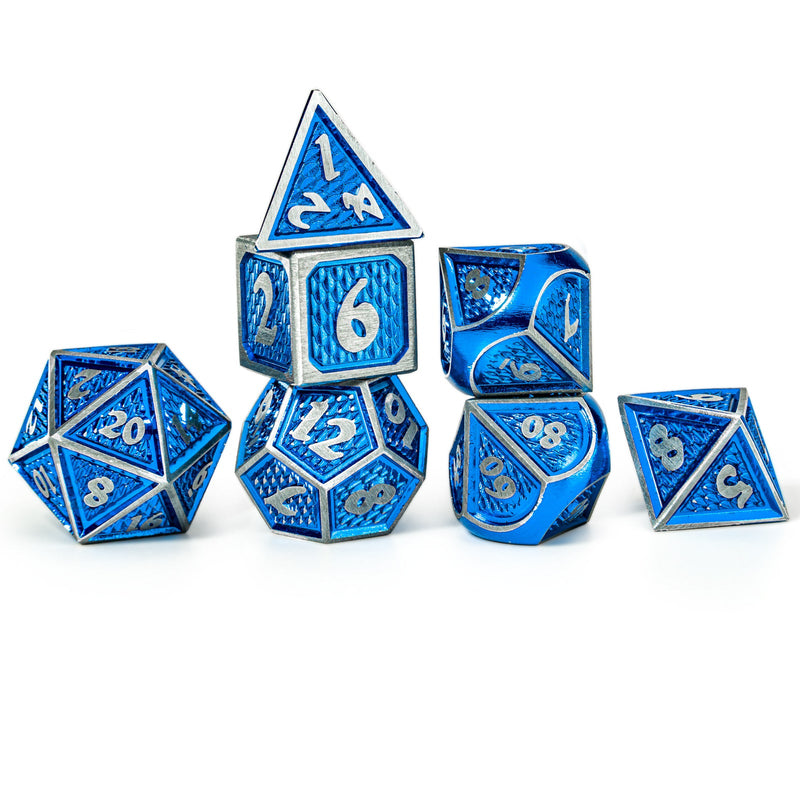Solid Metal Behemoth Dice Set - Brushed Blue