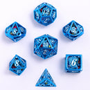 Hollow Metal Dragon Dice Set Filled With Gems - Blue Dragon
