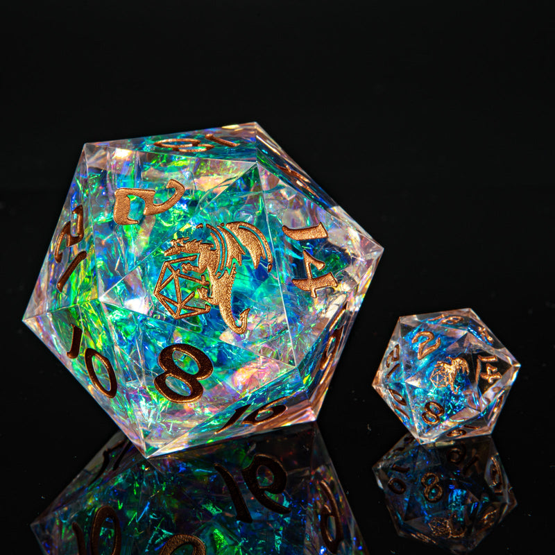 Sharp Edge Resin 55mm D20 - Opal w/ Copper Ink