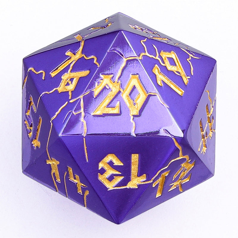 Barbarian 35mm  Solid Metal Single D20 Spindown - Purple with gold
