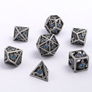 MINI Dragon's Eye Hollow Metal Dice Set - Aqua Blue Gems