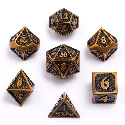 Solid Metal Mini Behemoth Dice set - Ancient Gold