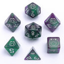 Wyrmforged Rollers - Rounded Resin Glow in the Dark Dice Set- Bog Frog Silver