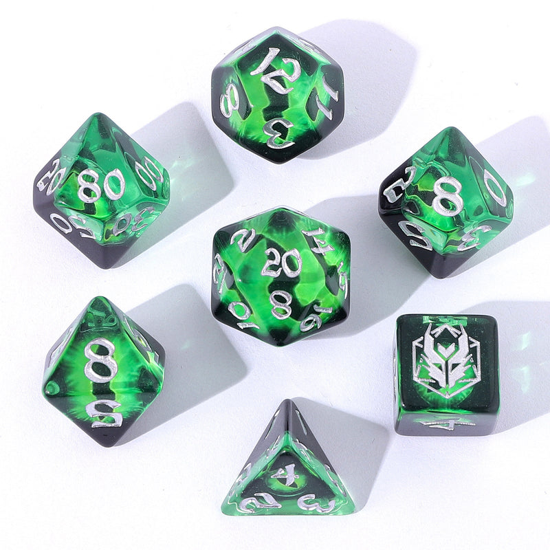 Wyrmforged Rollers - Rounded Resin Dice - Dragon Eye Green