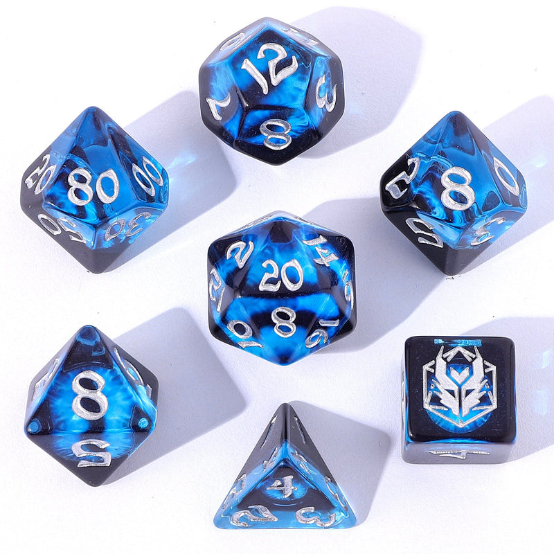 Wyrmforged Rollers - Rounded Resin Dice - Dragon Eye Blue