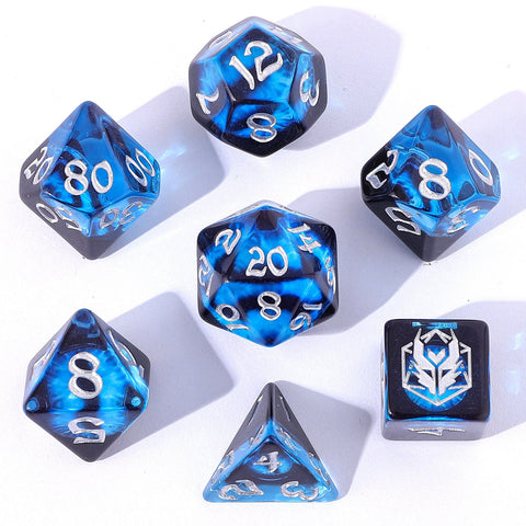 Wyrmforged Rollers - Rounded Resin Dice - Dragon Eye Blue
