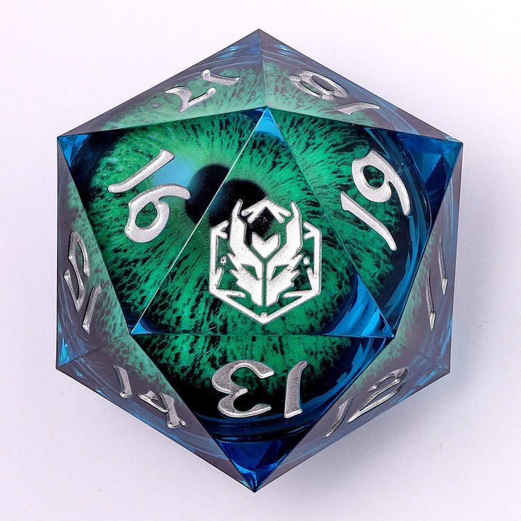 Liquid Core Light Up Sharp Edged Resin Spin Down 55mm D20 - Titan's Eye