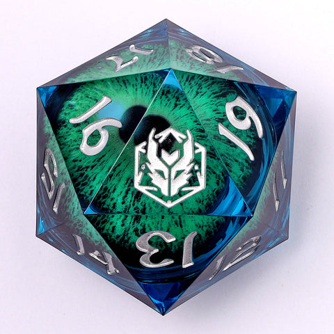 Liquid Core Light Up Sharp Edged Resin Spin Down 55mm D20 - Titan's Eye