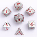 Barbarian Solid Metal Dice Set - Matte Silver and Red