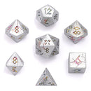 Barbarian Solid Metal Dice Set - Matte Silver and Rainbow