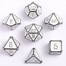 Solid Metal Bone Collector Dice Set - Gunmetal with White