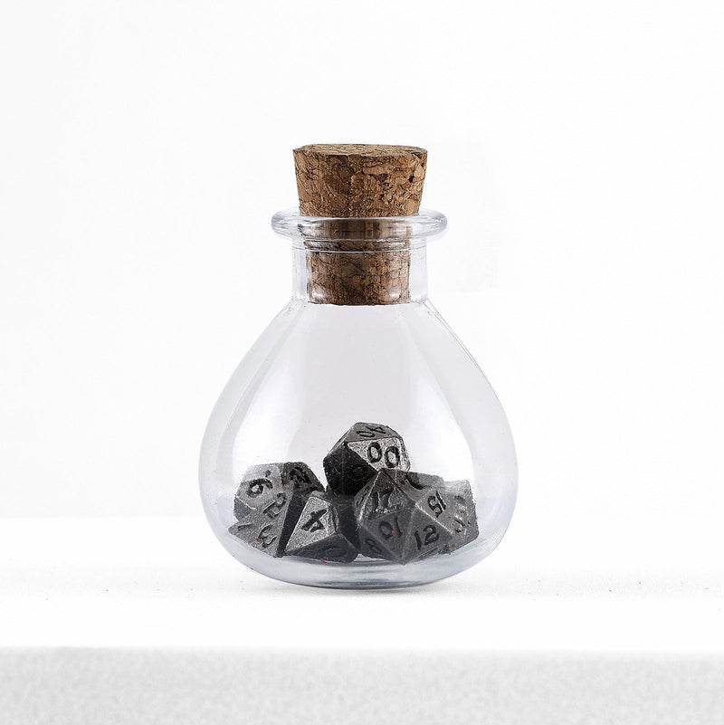 Unseelie Mini Metal RPG Dice Set  - Ancient Silver