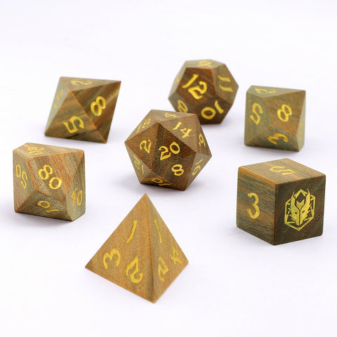 Dragon's Hoard Dice Set - Exotic Wooden Dice - Green Sandalwood