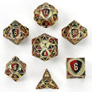 Solid Metal Fighter RPG Dice Set - Gold w/ Red & Black