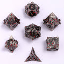 Solid Metal Paladin Class RPG Dice Set - Ancient Silver w/blood spatter
