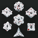 Solid Metal Paladin Class RPG Dice Set - Matt White w/ Blood Spatter