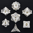 Solid Metal Paladin Class RPG Dice Set - Matt Silver w/Gold