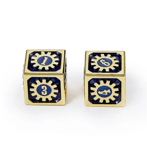 Cogcraft Fidget D6 - Vault Dweller - Blue and Gold